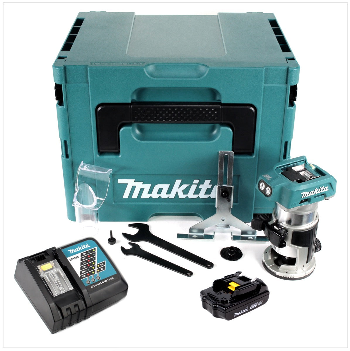 Makita DRT 50 Y1J-D Akku Multifunktionsfräse 18V Brushless + 1x Akku 1,5Ah + Ladegerät + Makpac - Toolbrothers