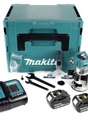 Makita DRT 50 RTJ Akku Multifunktionsfräse 18V Brushless + 2x Akku 5,0Ah + Ladegerät + Makpac - Toolbrothers