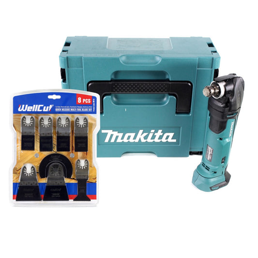 Makita DTM 51 ZJ 18 V Li-Ion Akku Multifunktion Werkzeug Solo im Makpac + WellCut MT-8 8 tlg. Sägeblätter Set - Toolbrothers