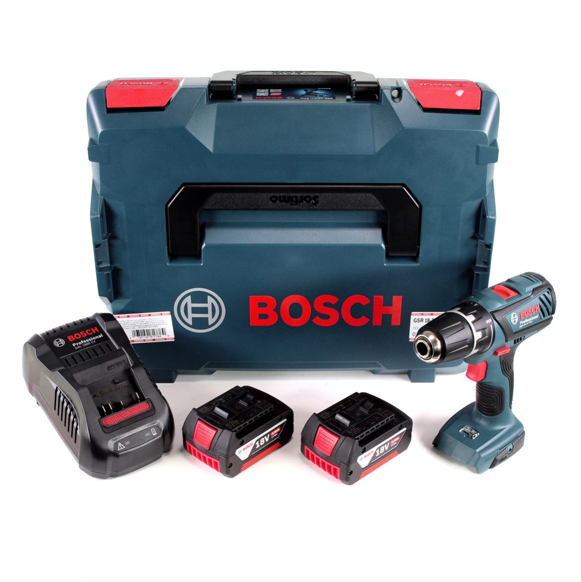 Bosch Professional GSR 18-2-Li Plus 18 V Akku Bohrschrauber in L-Boxx + 2x 4,0 Ah Akku + Schnellladegerät - Toolbrothers