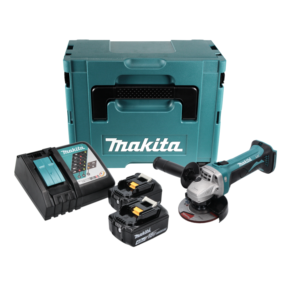 Makita DGA 452 RMJ Akku Winkelschleifer 18 V 115 mm + 2x Akku 4,0 Ah + Ladegerät + Makpac - Toolbrothers