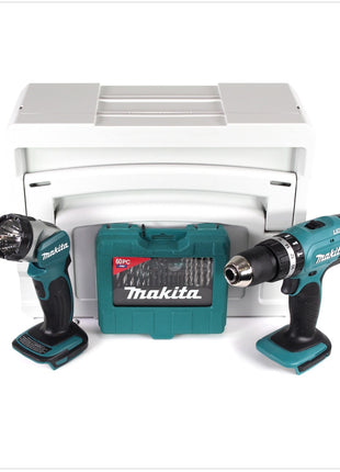 Makita DHP 453 Akku Schlagbohrschrauber 18 V 42Nm im Tanos Systainer® + DML802 Akku Lampe + 60 tlg. Bit/Bohrer Set - Toolbrothers