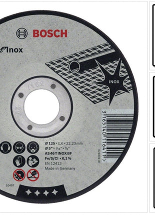 Bosch GWS 850 CE 850 Watt 125 mm Winkelschleifer ( 0601378790 ) + 25 x Bosch AS 60 T INOX BF Trennscheibe 125 x 1,0 mm ( 2608600549 ) - Toolbrothers