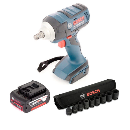 Bosch GDS 18 V-EC 250 Professional brushless Akku Dreh Schlagschrauber mit Einlage und GBA 6 Ah Akku L-Boxx ready + 1/2" Steckschlüssel Einsätze Außen Sechskant Nüsse Set 9 tlg. ( 2608551100 ) - Toolbrothers