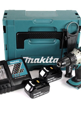 Makita DHP 451 RTJ 18 V 3. Gang Li-Ion Akku Schlagbohrschrauber im Makpac + 2x 5,0 Ah Akku + Schnellladegerät - Toolbrothers