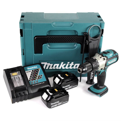 Makita DHP 451 RMJ 18 V 3. Gang Li-Ion Akku Schlagbohrschrauber im Makpac + 2x 4,0 Ah Akku + Schnellladegerät - Toolbrothers