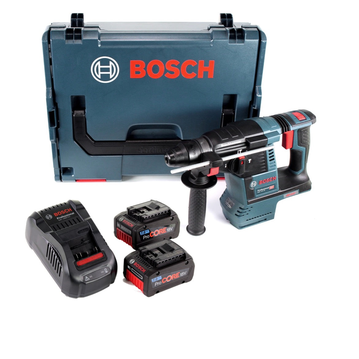 Bosch GBH 18 V-26 Akku Bohrhammer Professional SDS-Plus + 2x Akku 7,0Ah ProCORE + Ladegerät + L-Boxx - Toolbrothers