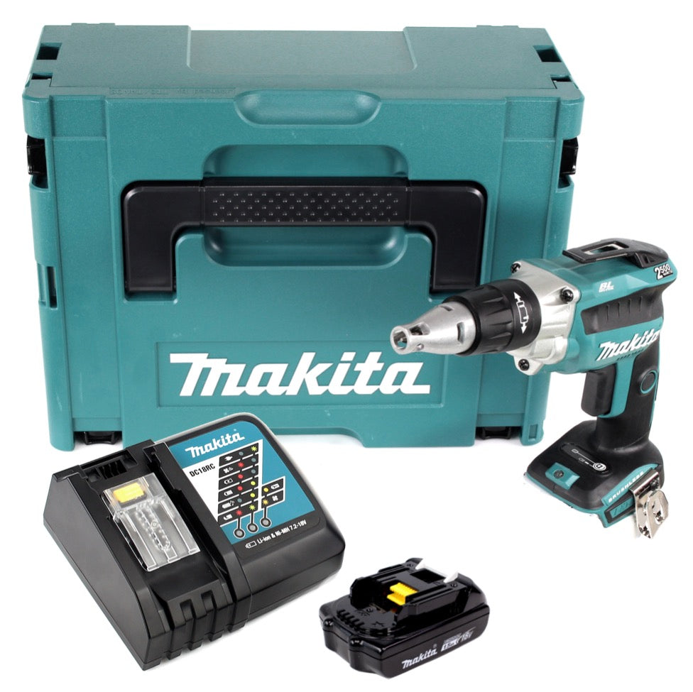 Makita DFS 250 RY1J Akku Trockenbauschrauber 18 V Brushless + 1x Akku 1,5 Ah + Ladegerät + Makpac - Toolbrothers