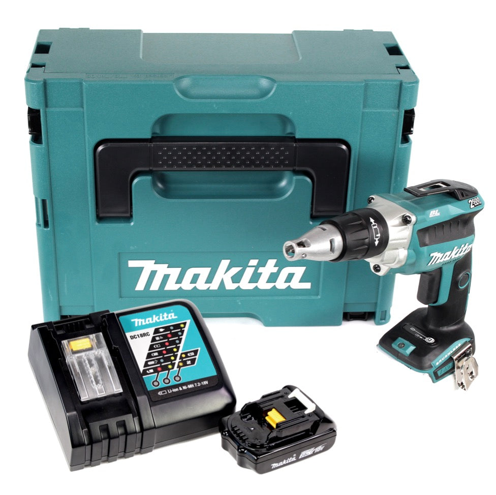 Makita DFS 250 RA1J Akku Trockenbauschrauber 18 V Brushless + 1x Akku 2,0 Ah + Ladegerät + Makpac - Toolbrothers