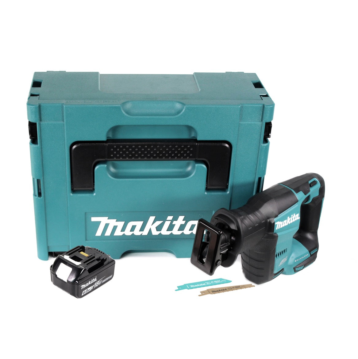 Makita DJR 188 G1J Akku Reciprosäge 18 V Brushless Säbelsäge im Makpac + 1x 6,0 Ah Akku - ohne Ladegerät - Toolbrothers