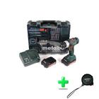 Juego de taladro atornillador a batería Metabo BS 18 L 18 V 50 Nm (602321870) + 2 baterías 2,0 Ah + cargador + juego de brocas + maletín + cinta métrica Metabo de 5 metros