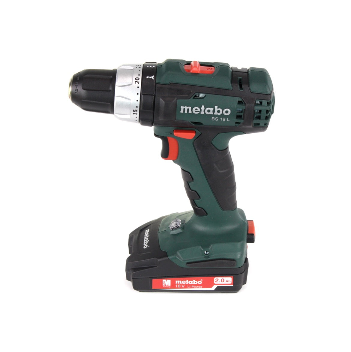 Metabo BS 18 L Set Akku Bohrschrauber 18 V 50 Nm ( 602321870 ) + 2x Akku 2,0 Ah + Ladegerät + Bit Bohrer Set + Koffer - Toolbrothers