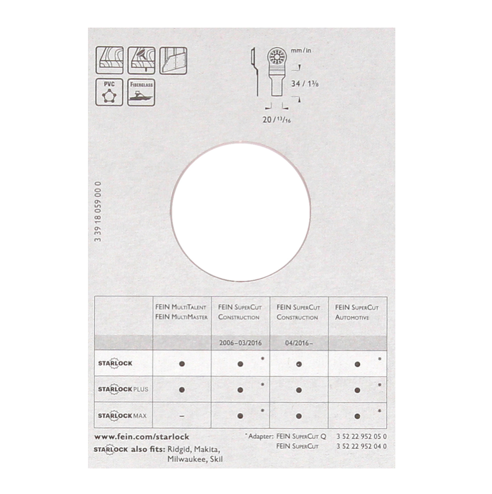 FEIN Long-Life E-Cut Starlock Sägeblatt 34 x 20 mm 3 Stk. ( 63502183220 ) Bi-Metall - Toolbrothers