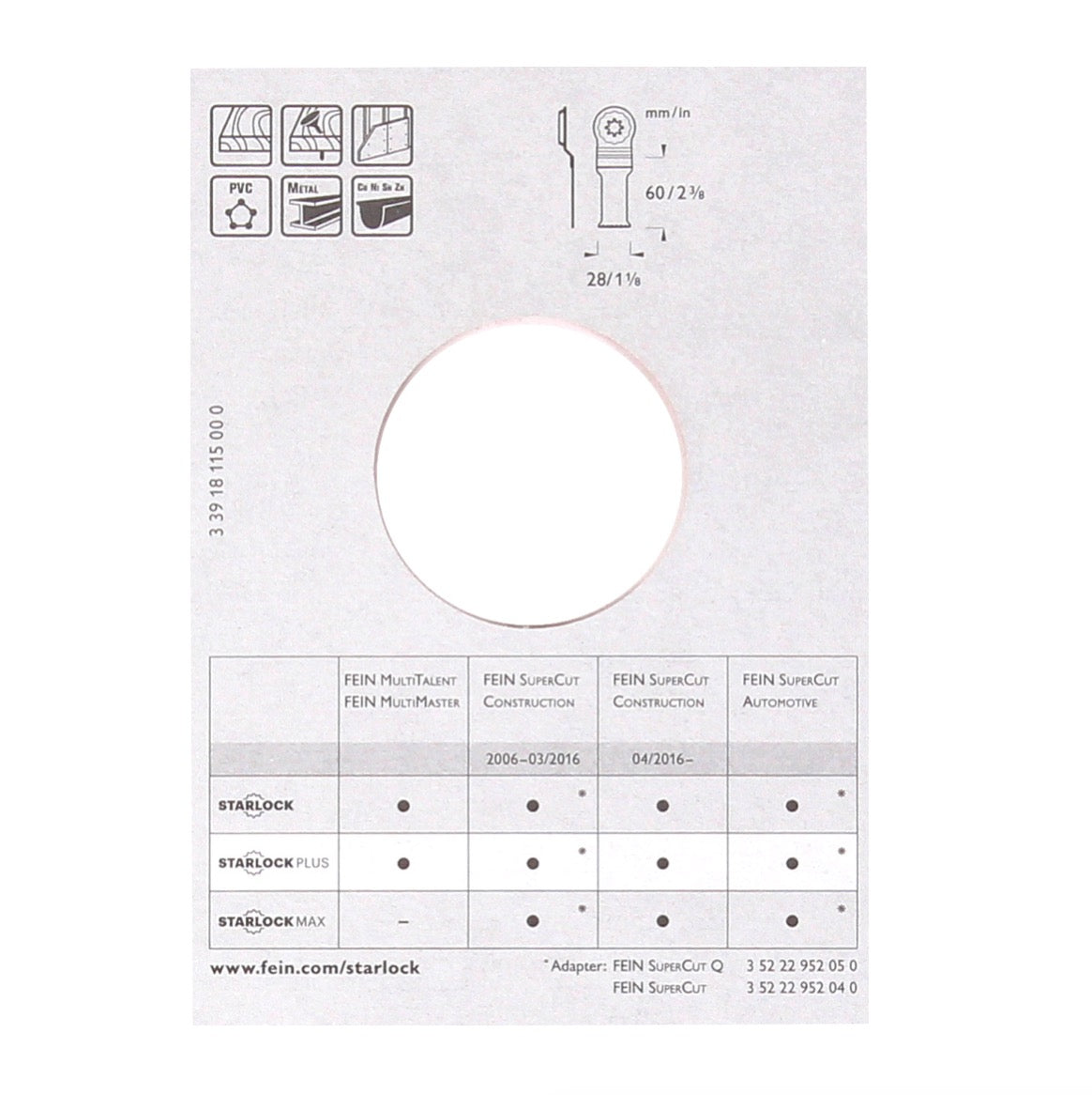 FEIN E-Cut Starlock Plus Sägeblatt Universal 10 Stk. 60 x 28 mm ( 63502151240 ) BI-Metall - Toolbrothers