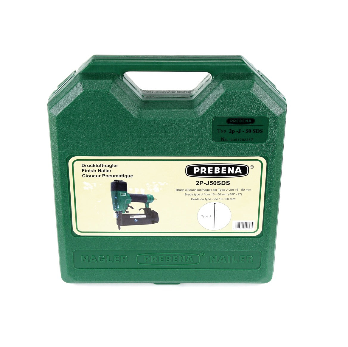 Prebena 2P-J50SDS Luftdruck Druckluftnagler 5-7 bar im Transportkoffer - Toolbrothers