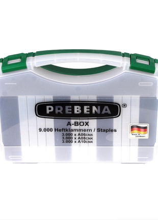 Prebena 1XR-A16 Luftdruck Druckluftnagler im Transportkoffer + A-BOX 9.000 Heftklammern / Staples  im Tanos Systainer® - Toolbrothers