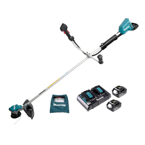 Makita DUR 365 LPG2 Akku Motorsense 36V ( 2x18V) 300mm Brushless + 2x Akku 6,0Ah + Doppelladegerät - Toolbrothers