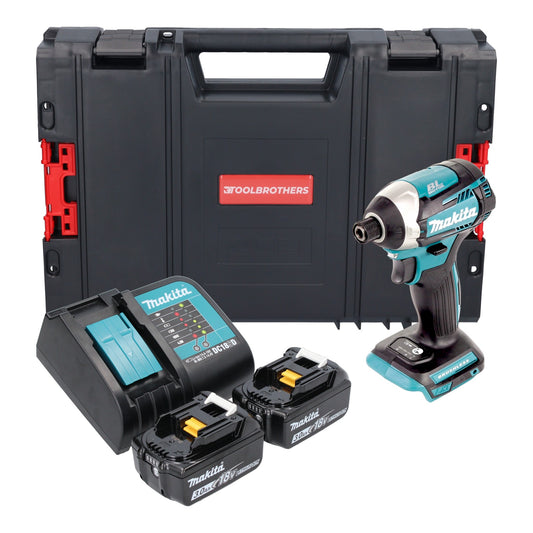 Makita DTD 154 SFJ-R Akku Schlagschrauber 18 V 1/4" 175Nm Brushless + 2x Akku 3,0 Ah + Ladegerät + RHINO