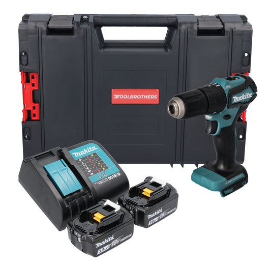 Makita DHP 483 SFJ-R Akku Schlagbohrschrauber 18 V 40Nm + 2x Akku 3,0 Ah + Ladegerät + RHINO