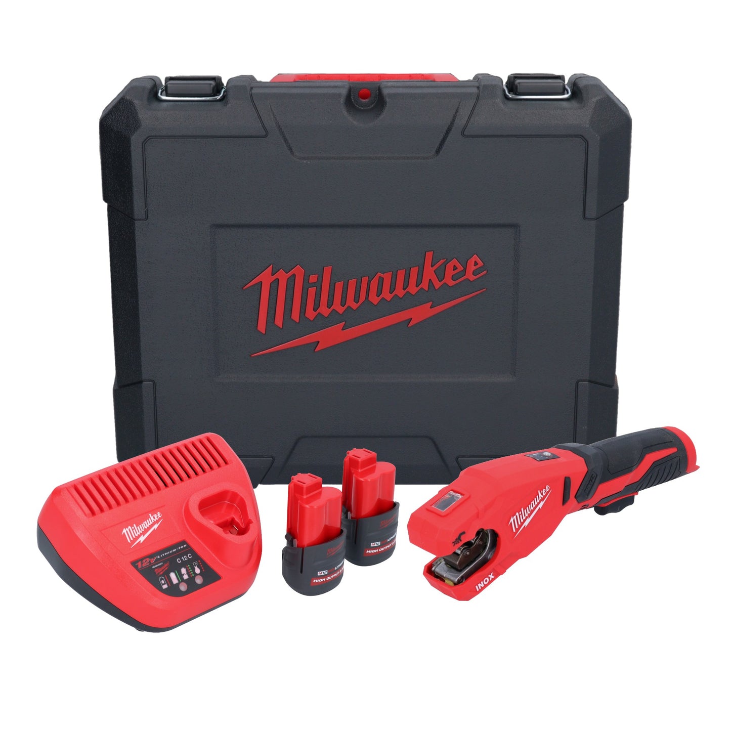 Coupe-tube en acier inoxydable sur batterie Milwaukee M12 PCSS-252C 12 V 12 - 28 mm + 2x batteries 2,5 Ah + chargeur + mallette