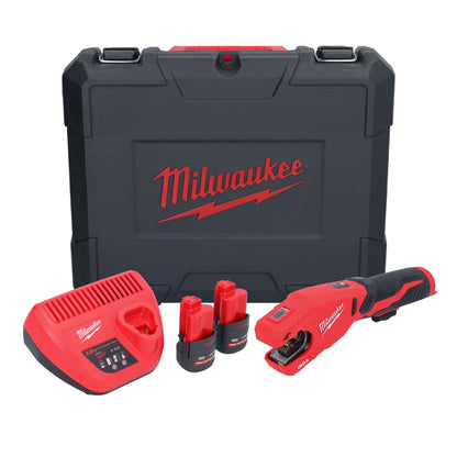 Milwaukee M12 PCSS-252C Akku Edelstahl Rohrabschneider 12 V 12 - 28 mm + 2x Akku 2,5 Ah + Ladegerät + Koffer