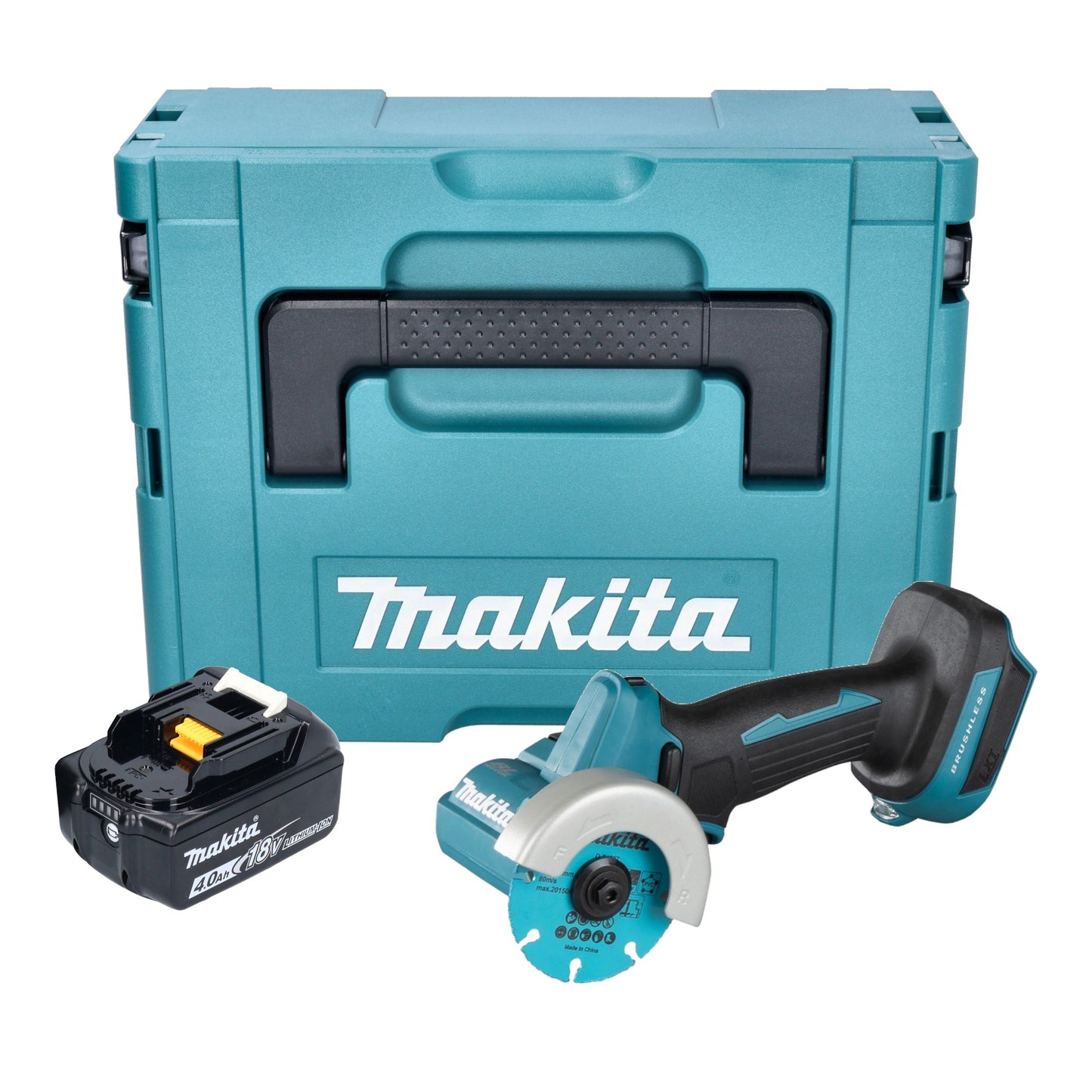 Meuleuse d'angle sur batterie Makita DMC 300 M1J 18 V 76 mm sans balais + 1x batterie 4,0 Ah + Makpac - sans chargeur