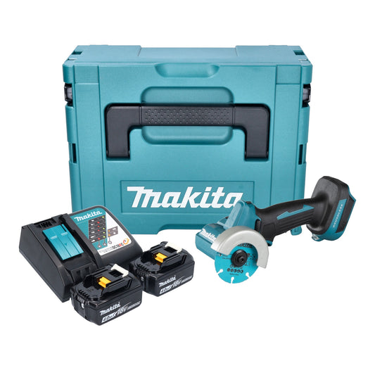 Meuleuse d'angle sur batterie Makita DMC 300 RMJ 18 V 76 mm sans balais + 2x batteries 4,0 Ah + chargeur + Makpac