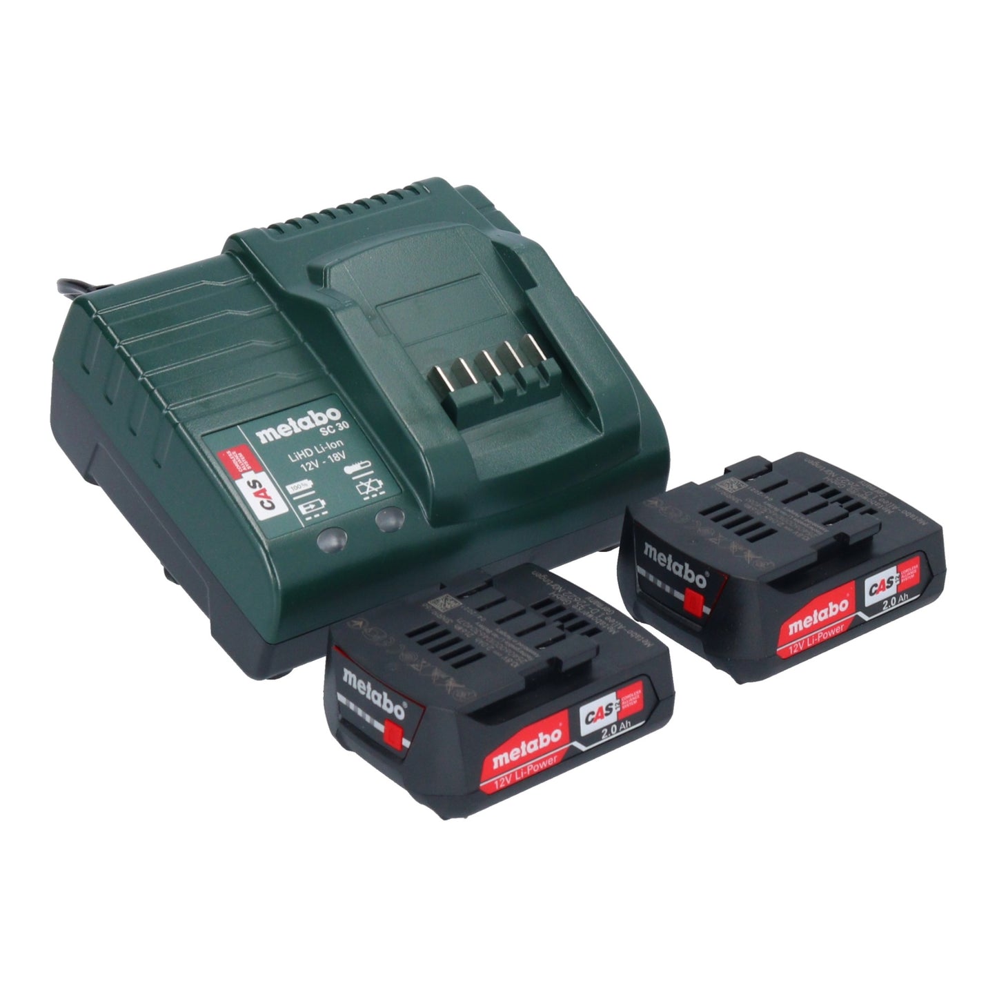 Meuleuse d'angle sur batterie Metabo PowerMaxx CC 12 BL 12 V 76 mm (600348500) sans balais + 2x batterie 2,0 Ah + chargeur + métaBOX