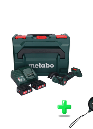 Meuleuse d'angle sur batterie Metabo PowerMaxx CC 12 BL 12 V 76 mm (600348500) sans balais + 2x batterie 2,0 Ah + chargeur + métaBOX + mètre ruban Metabo 5 mètres