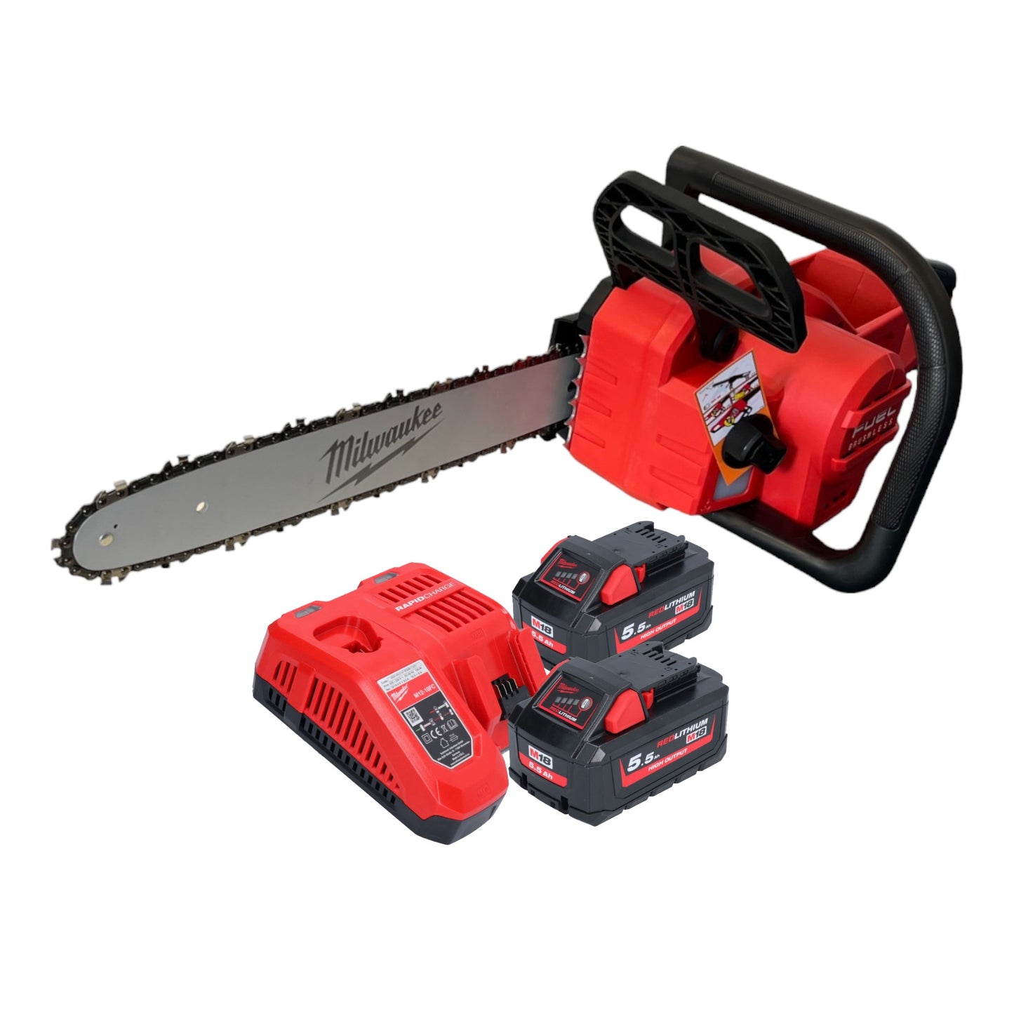 Tronçonneuse à batterie Milwaukee M18 FCHS-552 18 V 40 cm sans balais + 2x batteries 5,5 Ah + chargeur