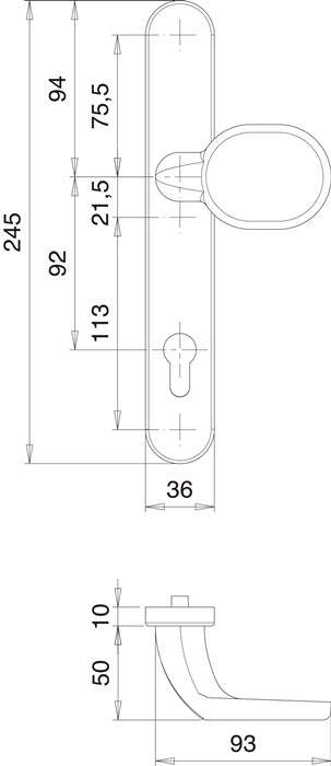 Jeu de portes profilées EDI Kronos 1300/K22/035 aluminium F12 (3000200029)