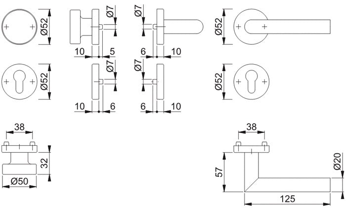 HOPPE jeu de rosaces Amsterdam E58/42H/42HKVS/1400 acier inoxydable F69 (3000203117)