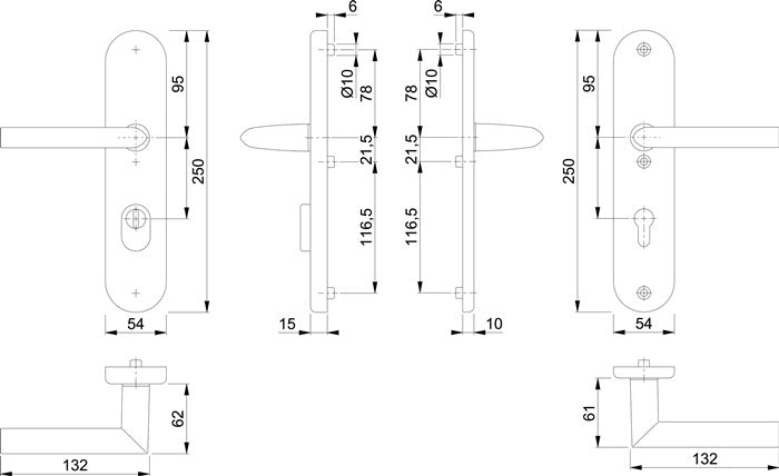 HOPPE Schutzgarnitur Stockholm 1140/3332ZA/3410 Aluminium F1 ( 3000209131 )