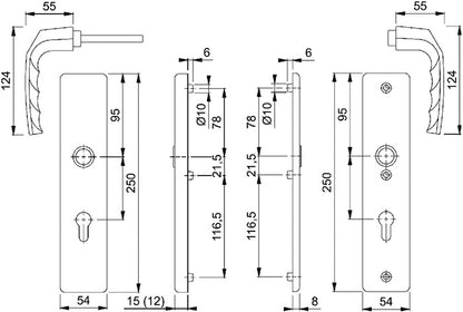 HOPPE Schutzgarnitur Birmingham 1117/2221A/2440 Aluminium F4 ( 3000250679 )