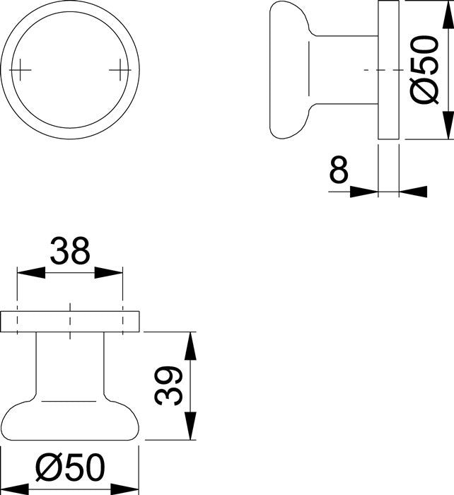 HOPPE Türknopf 54/11 Aluminium F1 ( 3000252022 )