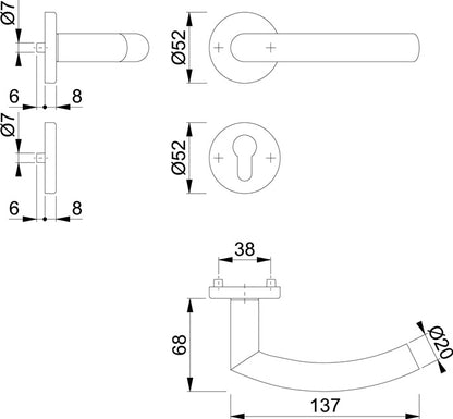 HOPPE Jeu de rosaces Trondheim E1430Z/42KV/42KVS acier inoxydable F69 (3000252616)