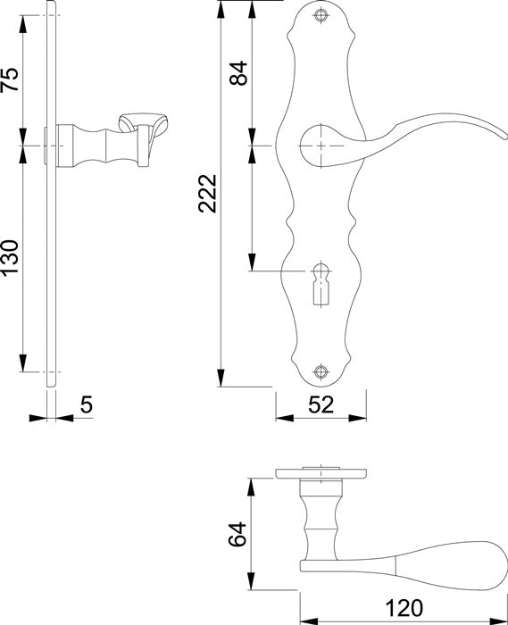 HOPPE Langschildgarnitur Weimar M112SLN/2007 Messing F73 ( 3000253093 )