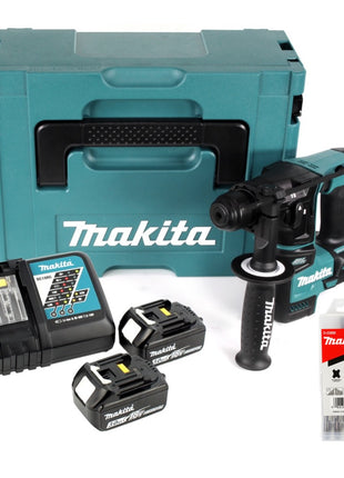 Makita DHR 171 RFJ 18 V 2-stufig Brushless Akku Bohrhammer SDS Plus + 2x Akku 3,0Ah + Ladegerät + 5 tlg. Hartmetall Bohrer Set + Makpac - Toolbrothers