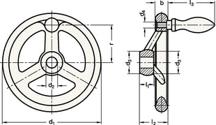 Volant GANTER GN 950 b 22 mm d1 200 mm d2 20 mm (4601000254)