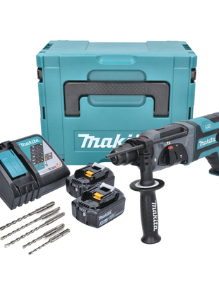 Makita DHR 241 RFJ Akku Bohrhammer 18 V 2,0 J SDS plus + 2x Akku 3,0 Ah + Ladegerät + 5 tlg. Bohrer Set + Makpac - Toolbrothers