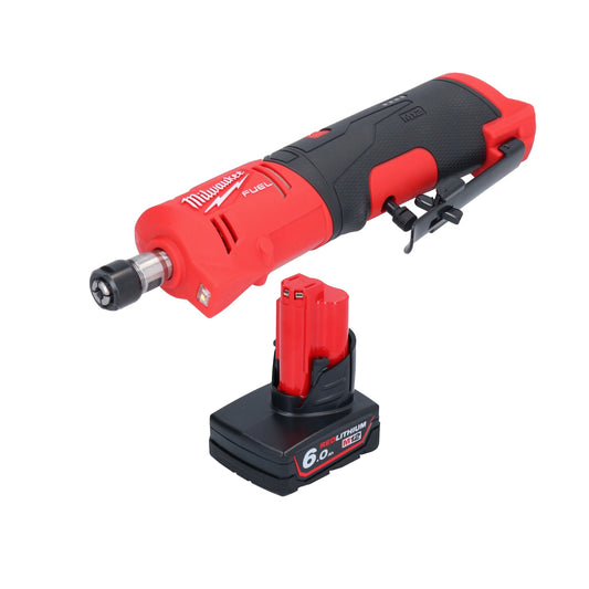 Meuleuse droite à batterie Milwaukee M12 FDGS-601 12 V 6 / 8 mm sans balais + 1x batterie 6,0 Ah - sans chargeur