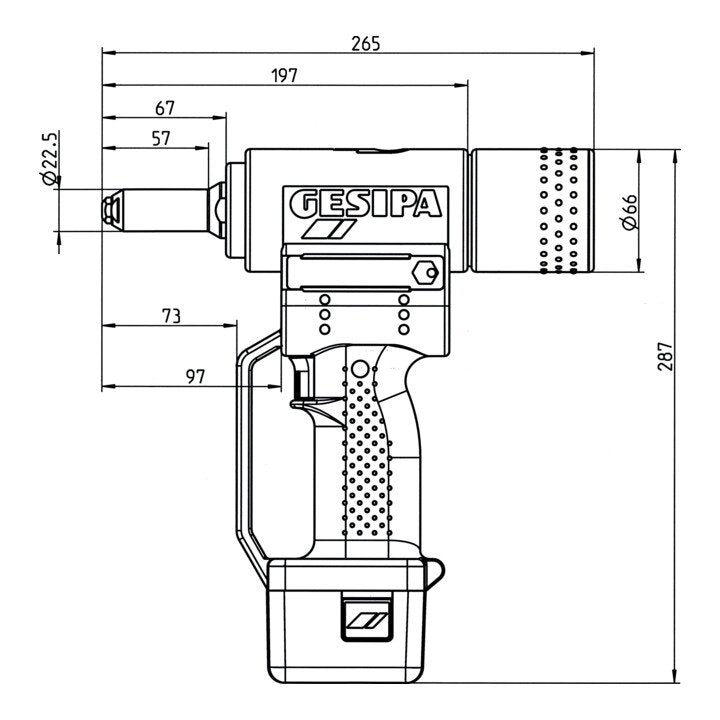 GESIPA outil de pose de rivets aveugles sur batterie AccuBird® 7 pièces 10000 N (4000813080)