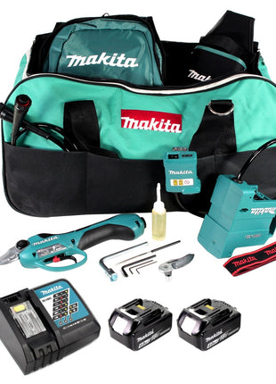 Makita DUP 361 RM Akku Rebschere Astschere 36 V ( 2x 18 V ) + 2x Akku 4,0 Ah + Ladegerät + Tasche - Toolbrothers