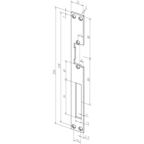 ASSA ABLOY gâche plate 021 acier inoxydable carré mat (3000251803)