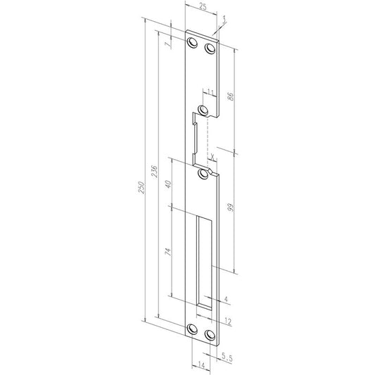 ASSA ABLOY Flachschließblech 021 Edelstahl matt käntig ( 3000251803 )