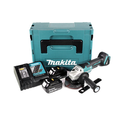 Makita DGA 458 RTJ Akku Winkelschleifer 18 V 115mm Brushless + 2x Akku 5,0Ah + Ladegerät + Makpac - Toolbrothers