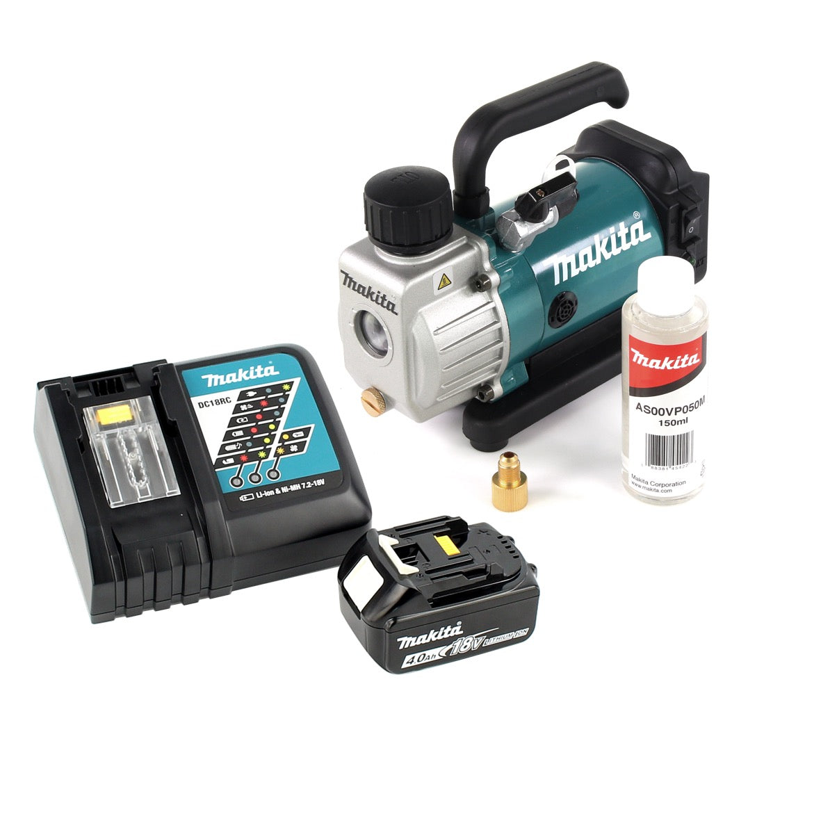 Makita DVP 180 RM1 18V Akku Vakuumpumpe + 1x BL 1840 B 4,0 Ah Akku + DC 18 RC Ladegerät - Toolbrothers