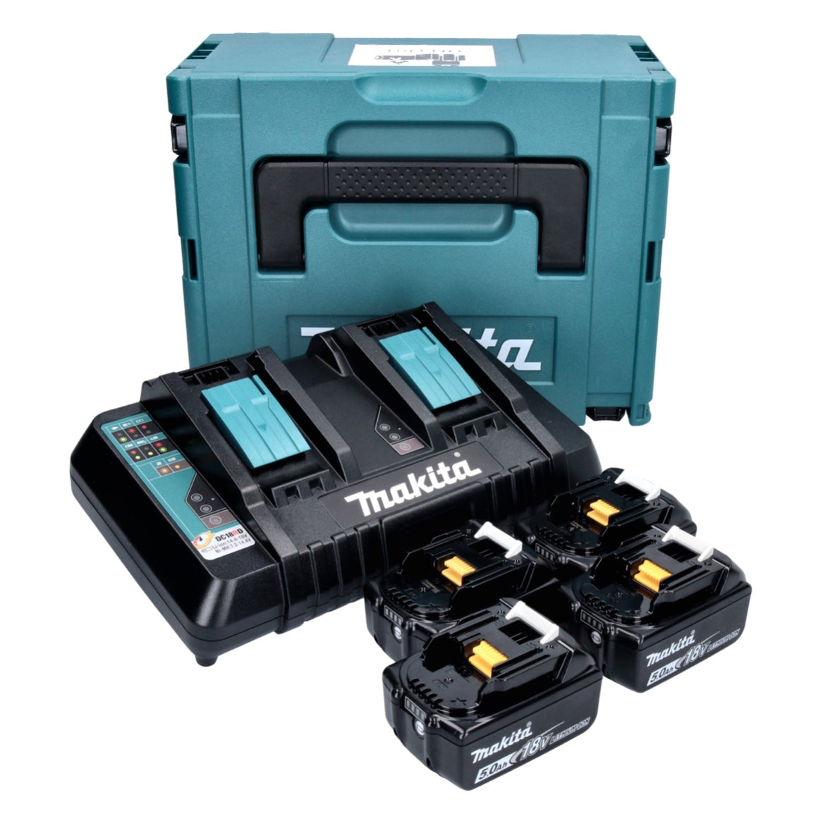 Makita Power Source Kit 18 V mit 4x BL 1850 B Akku 5,0 Ah + DC 18 RD Doppelladegerät ( 197626-8 ) + Makpac - Toolbrothers