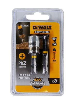 DeWalt DT 70536 T Bit-Set 2 x Schrauber-Bit Ph2 50mm + 1 x Magnetischer Bit-Ring - Toolbrothers