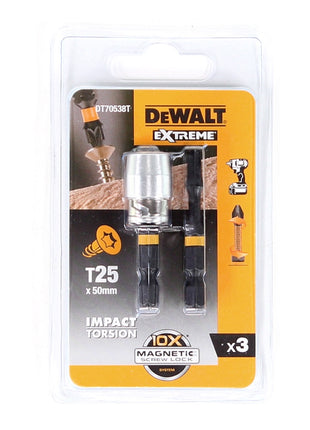 DeWalt DT 70538 T Bit-Set 2 x Schrauber-Bit T25 50mm + 1 x Magnetischer Bit-Ring - Toolbrothers